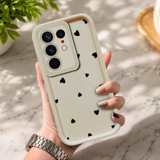 Tecno Camon 50 Pro 4G - Offwhite - Classic Heart Print - ONation Step Up Series - HQ Liquid Silicone Soft Case