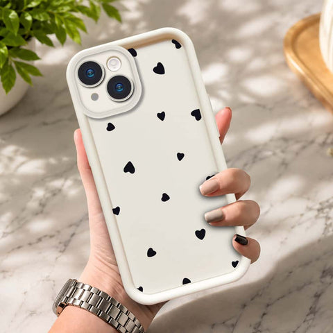 iPhone 13  - Offwhite - Classic Heart Print - ONation Step Up Series - HQ Liquid Silicone Soft Case