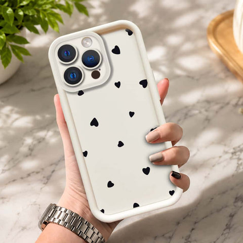 iPhone 12 Pro Max  - Offwhite - Classic Heart Print - ONation Step Up Series - HQ Liquid Silicone Soft Case