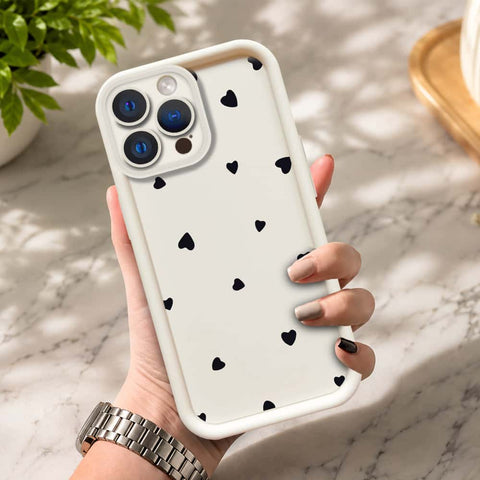 iPhone 12 Pro  - Offwhite - Classic Heart Print - ONation Step Up Series - HQ Liquid Silicone Soft Case