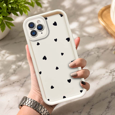 iPhone 11 Pro Max  - Offwhite - Classic Heart Print - ONation Step Up Series - HQ Liquid Silicone Soft Case