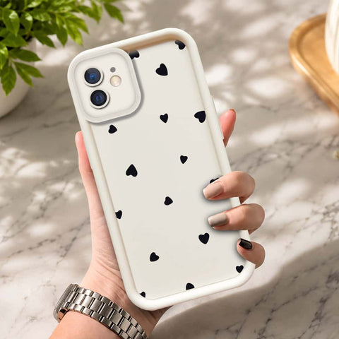 iPhone 11  - Offwhite - Classic Heart Print - ONation Step Up Series - HQ Liquid Silicone Soft Case