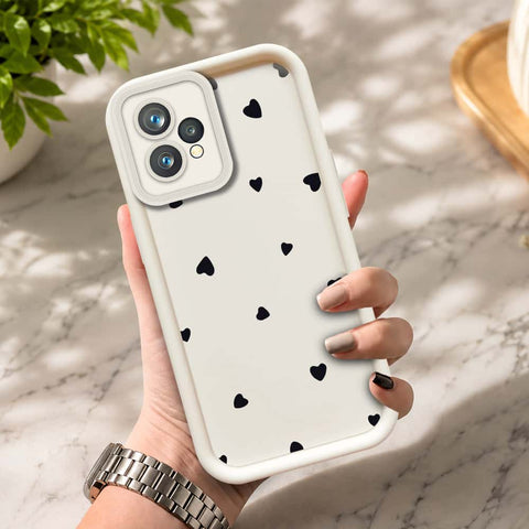 Realme 9 Pro Plus   - Offwhite - Classic Heart Print - ONation Step Up Series - HQ Liquid Silicone Soft Case