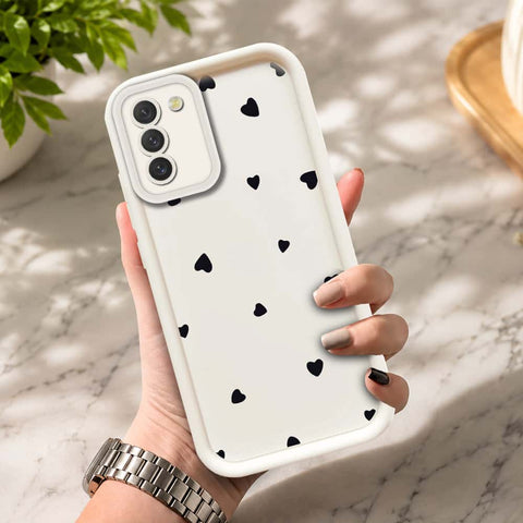Samsung Galaxy S21 FE 5G   - Offwhite - Classic Heart Print - ONation Step Up Series - HQ Liquid Silicone Soft Case