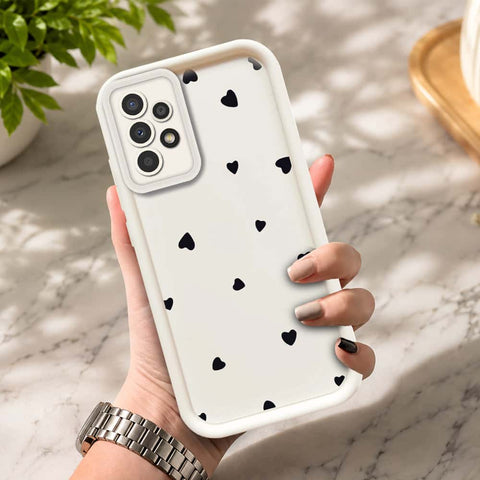 Samsung Galaxy A73 5G  - Offwhite - Classic Heart Print - ONation Step Up Series - HQ Liquid Silicone Soft Case