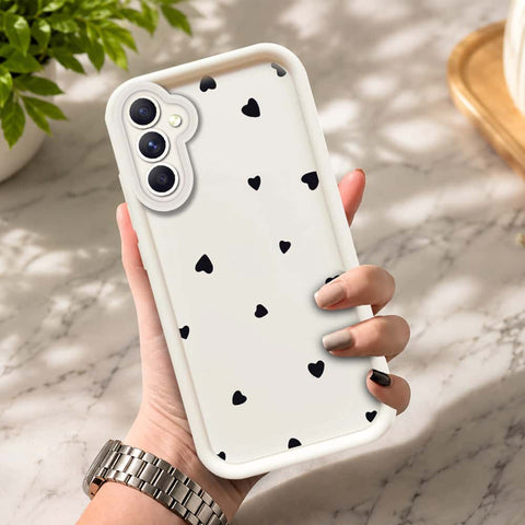 Samsung Galaxy A24 4G  - Offwhite - Classic Heart Print - ONation Step Up Series - HQ Liquid Silicone Soft Case