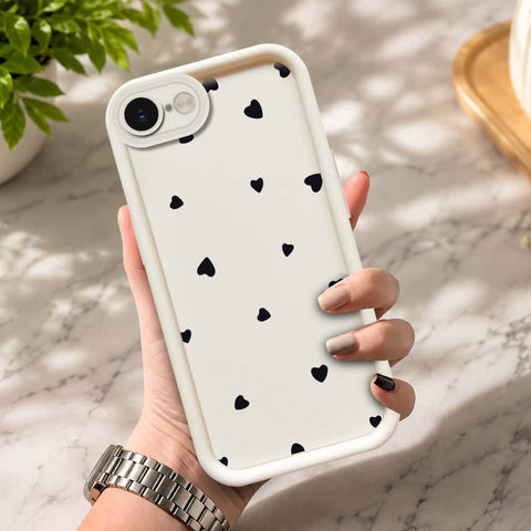 iPhone 16e  - Offwhite - Classic Heart Print - ONation Step Up Series - HQ Liquid Silicone Soft Case