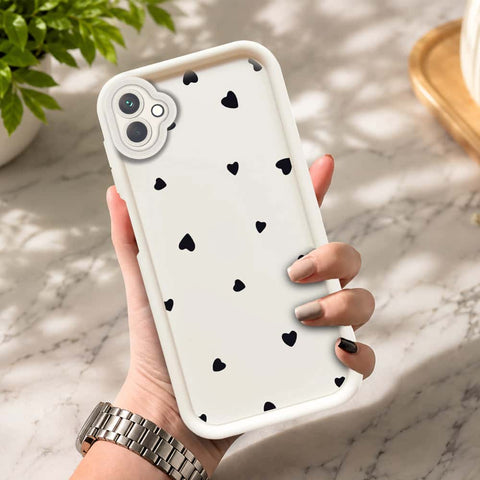 Samsung Galaxy M13 5G  - Offwhite - Classic Heart Print - ONation Step Up Series - HQ Liquid Silicone Soft Case