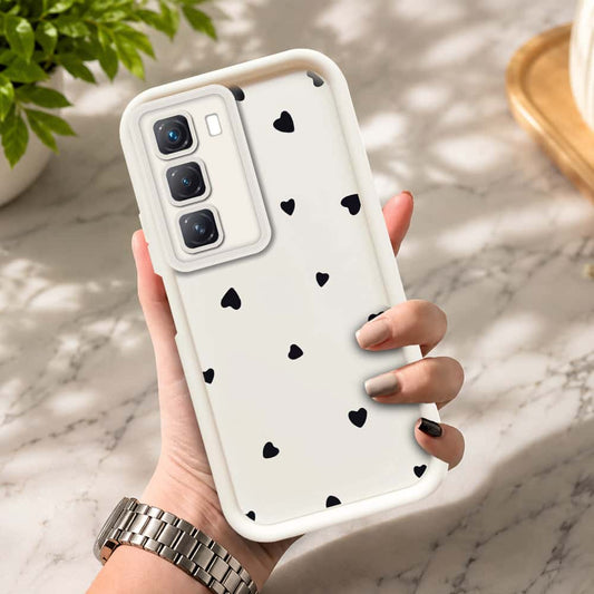 Infinix Hot 50  - Offwhite - Classic Heart Print - ONation Step Up Series - HQ Liquid Silicone Soft Case