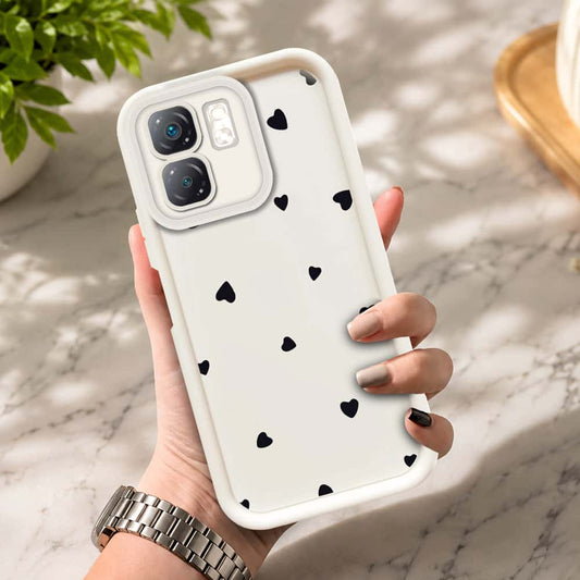 Infinix Smart 9  - Offwhite - Classic Heart Print - ONation Step Up Series - HQ Liquid Silicone Soft Case