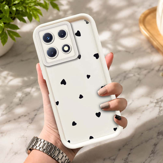 Infinix Note 30 Pro  - Offwhite - Classic Heart Print - ONation Step Up Series - HQ Liquid Silicone Soft Case