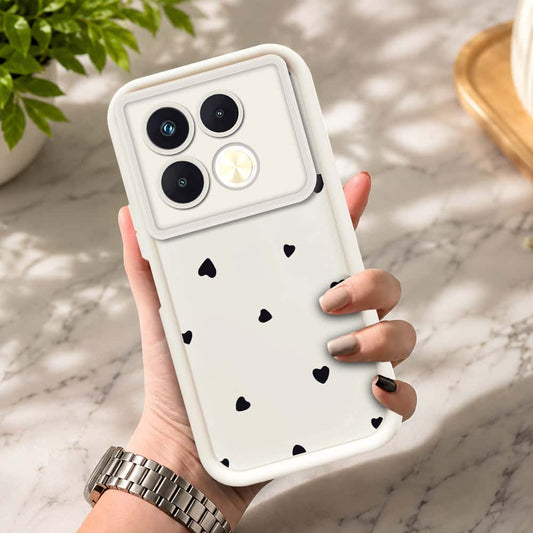 Infinix Note 40 Pro  - Offwhite - Classic Heart Print - ONation Step Up Series - HQ Liquid Silicone Soft Case