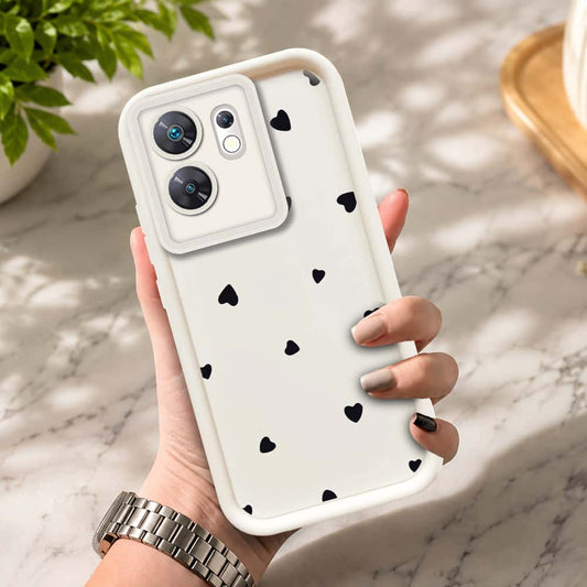Infinix Zero 30 4G  - Offwhite - Classic Heart Print - ONation Step Up Series - HQ Liquid Silicone Soft Case