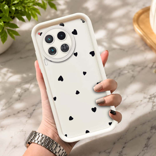 Tecno Camon 30  - Offwhite - Classic Heart Print - ONation Step Up Series - HQ Liquid Silicone Soft Case