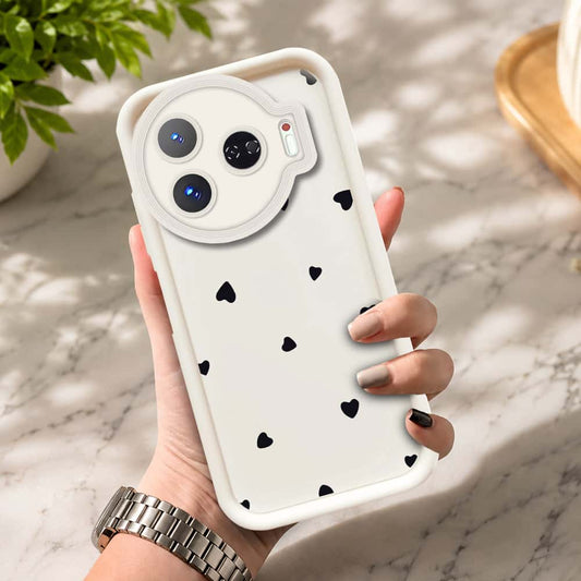 Tecno Camon 30 Pro 5G - Offwhite - Classic Heart Print - ONation Step Up Series - HQ Liquid Silicone Soft Case