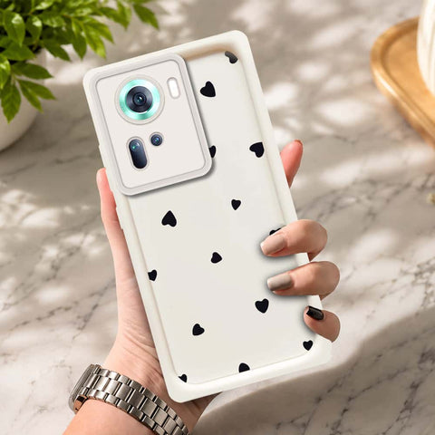 Oppo Reno 11 5G - Offwhite - Classic Heart Print - ONation Step Up Series - HQ Liquid Silicone Soft Case