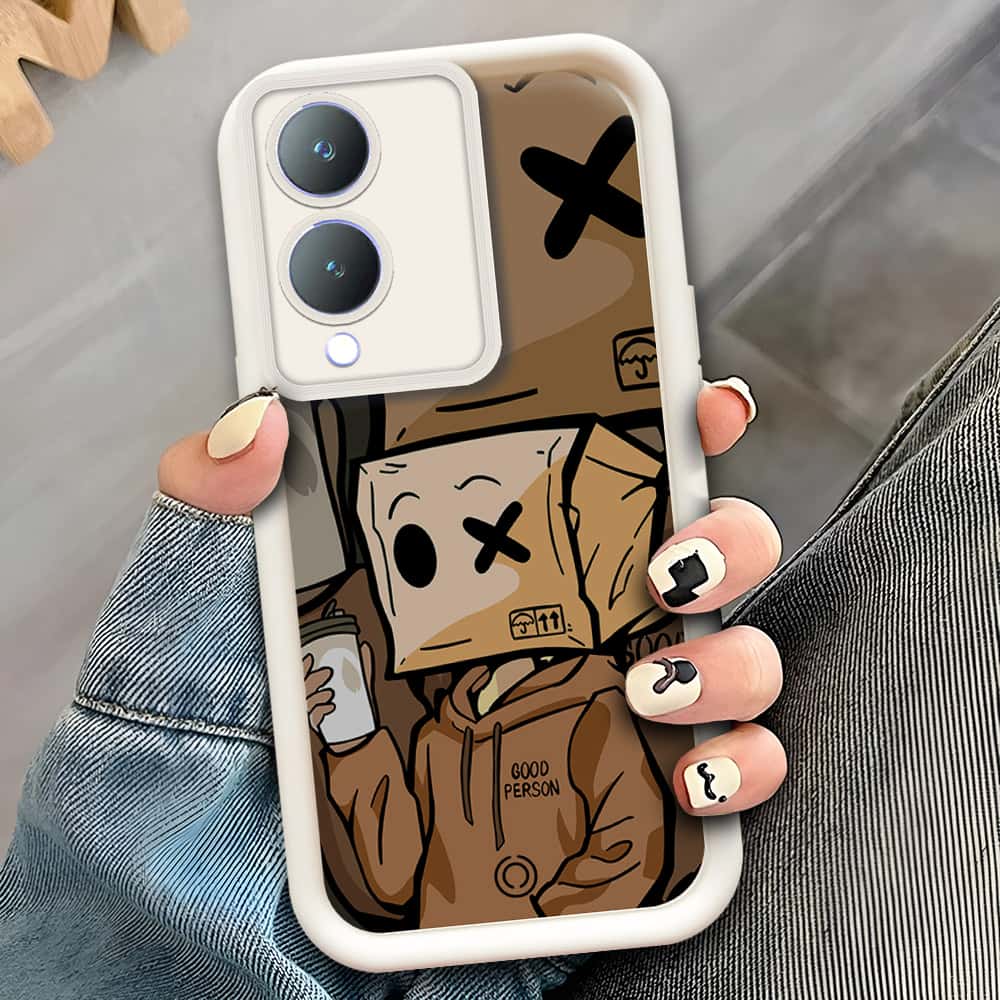 Vivo Y28 5G  - Offwhite - D4 - ONation Step Up Series - HQ Liquid Silicone Soft Case