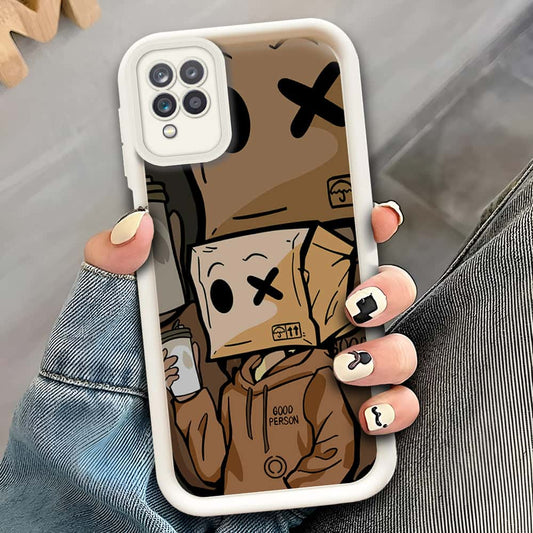 Samsung Galaxy A12  - Offwhite - D4 - ONation Step Up Series - HQ Liquid Silicone Soft Case