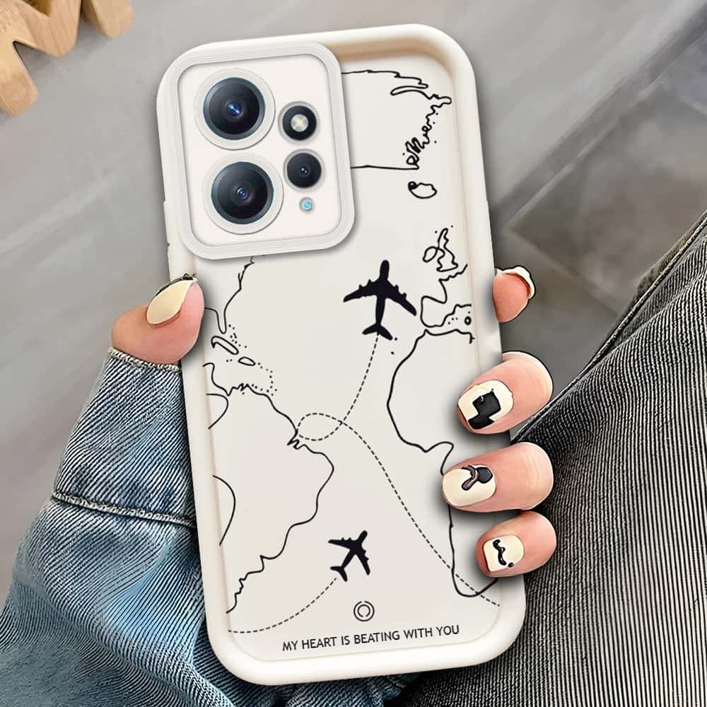 Xiaomi Redmi Note 12 4G  - Offwhite - Airplane Route Design - ONation Step Up Series - HQ Liquid Silicone Soft Case