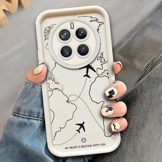 Realme 12 4G   - Offwhite - Airplane Route Design - ONation Step Up Series - HQ Liquid Silicone Soft Case