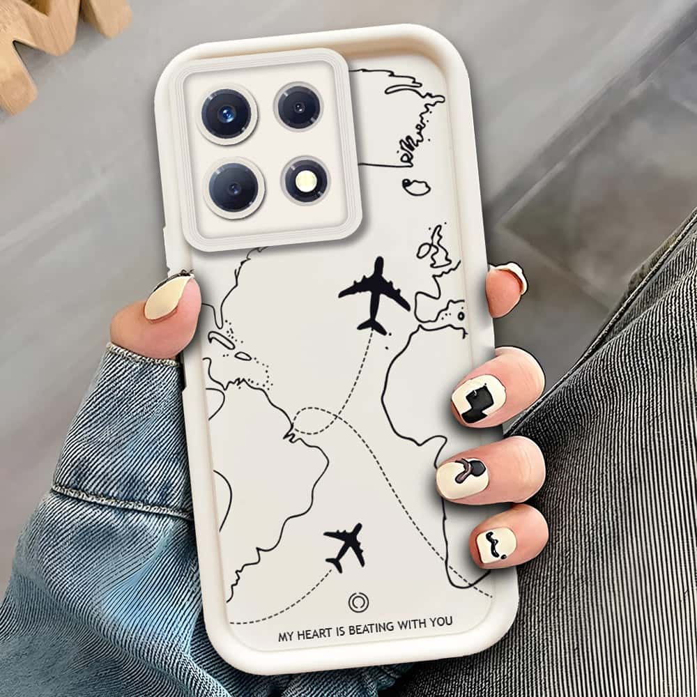 Infinix Note 30  - Offwhite - Airplane Route Design - ONation Step Up Series - HQ Liquid Silicone Soft Case
