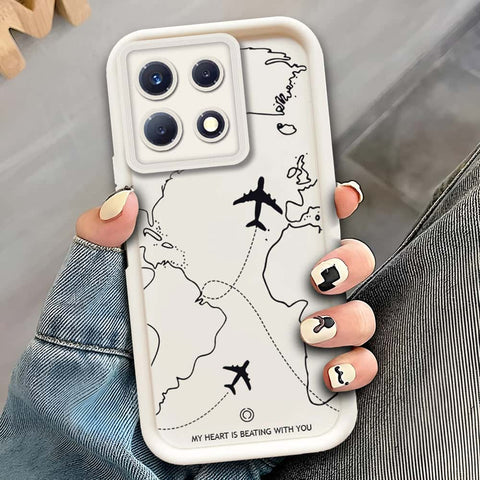 Infinix Note 30 Pro  - Offwhite - Airplane Route Design - ONation Step Up Series - HQ Liquid Silicone Soft Case