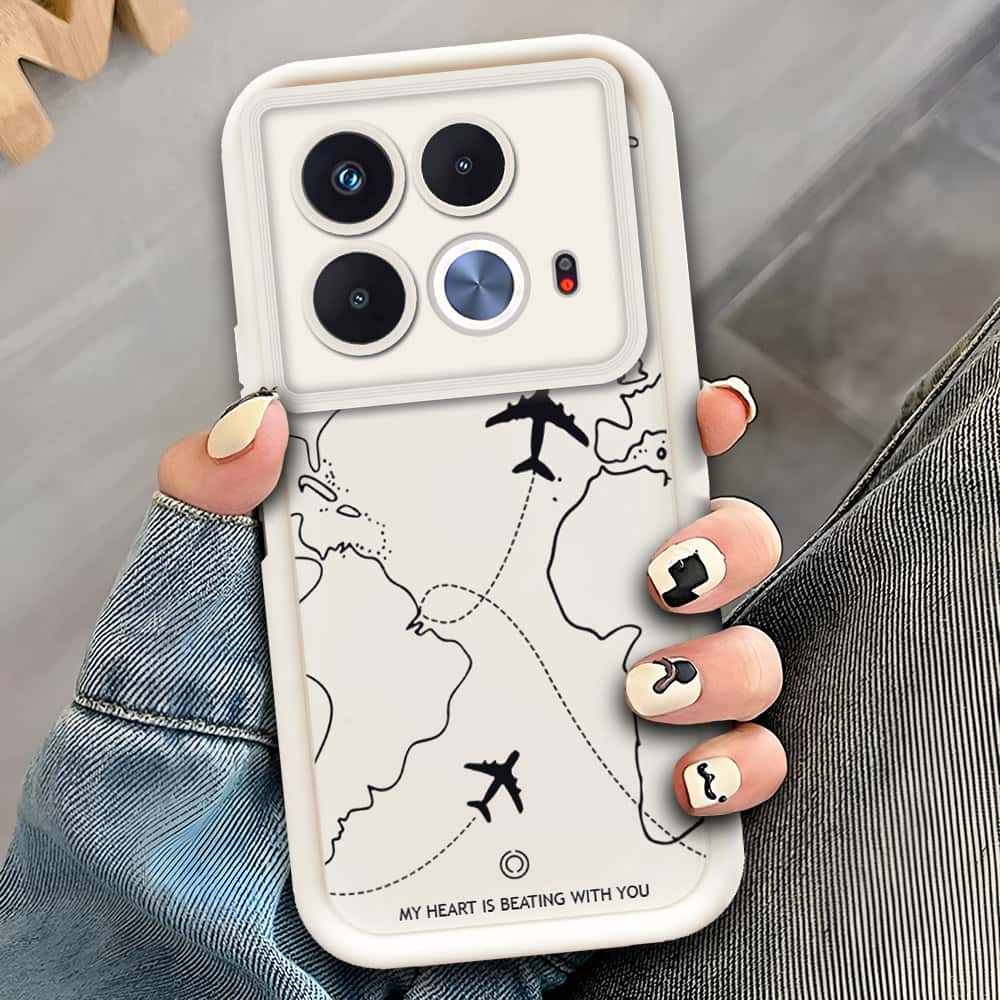 Infinix Note 40  - Offwhite - Airplane Route Design - ONation Step Up Series - HQ Liquid Silicone Soft Case