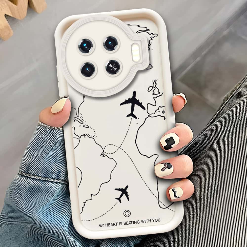 Tecno Spark 20 Pro Plus  - Offwhite - Airplane Route Design - ONation Step Up Series - HQ Liquid Silicone Soft Case