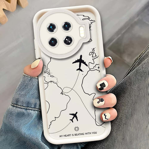 Tecno Spark 20 Pro Plus  - Offwhite - Airplane Route Design - ONation Step Up Series - HQ Liquid Silicone Soft Case