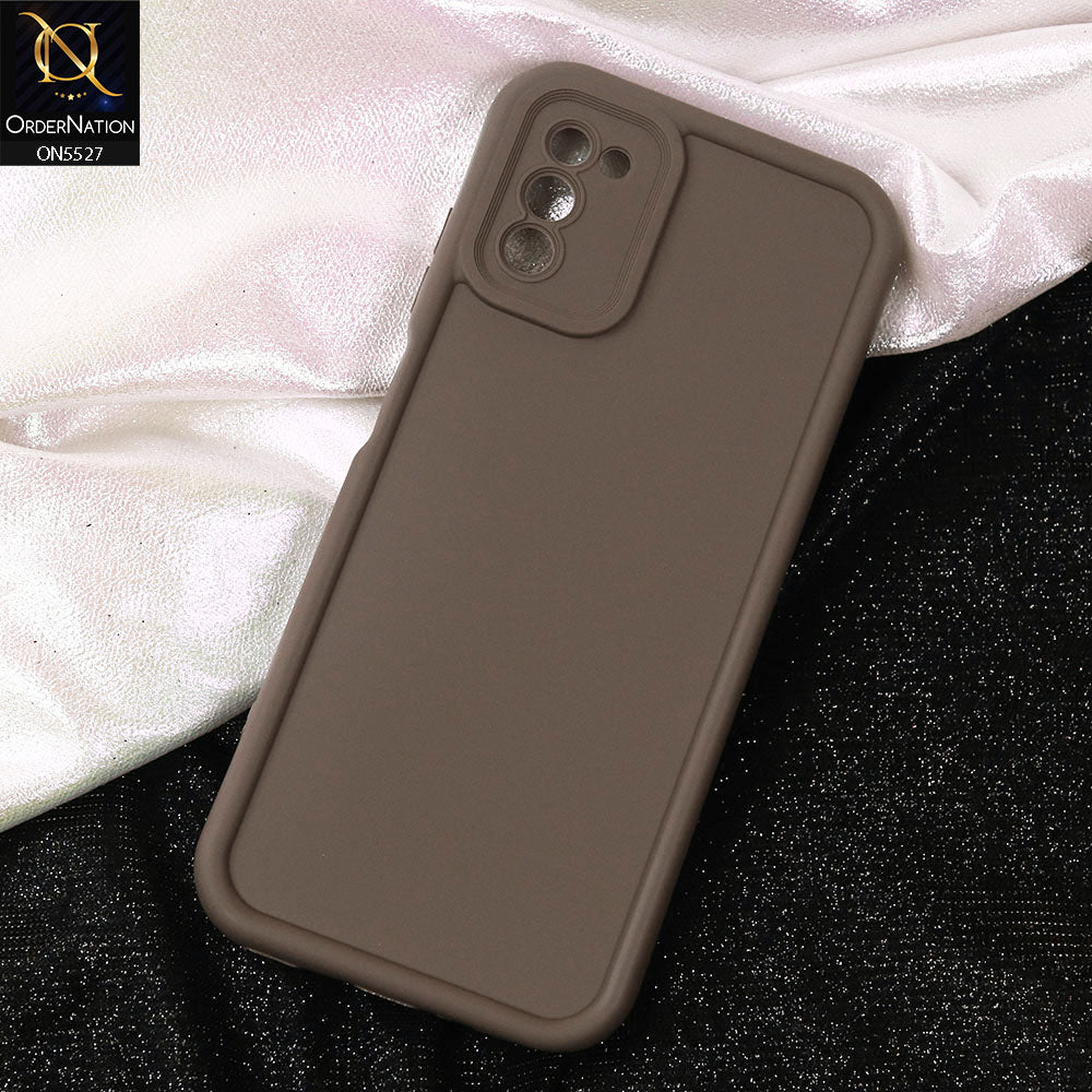 Samsung Galaxy M02s Cover - Brown -Soft Silicone Case With Round Bumper Matte TPU Shockproof Cover