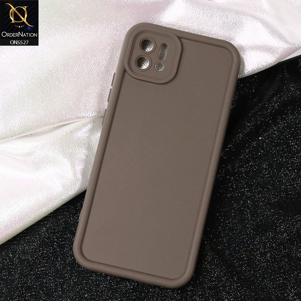 Oppo A16e Cover - Brown -Soft Silicone Case With Round Bumper Matte TPU Shockproof Cover