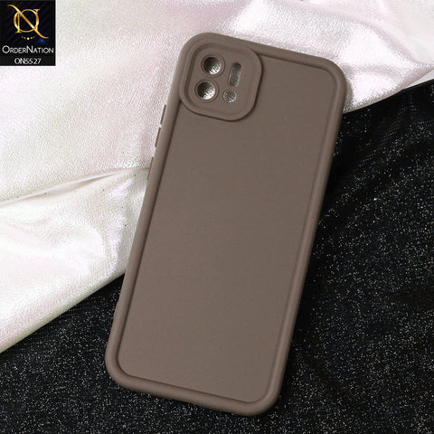 Oppo A16e Cover - Brown -Soft Silicone Case With Round Bumper Matte TPU Shockproof Cover