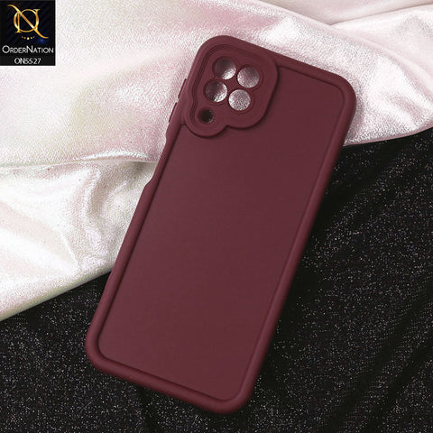 Samsung Galaxy M32 Cover - Maroon - Soft Silicone Case With Round Bumper Matte TPU Shockproof Cover