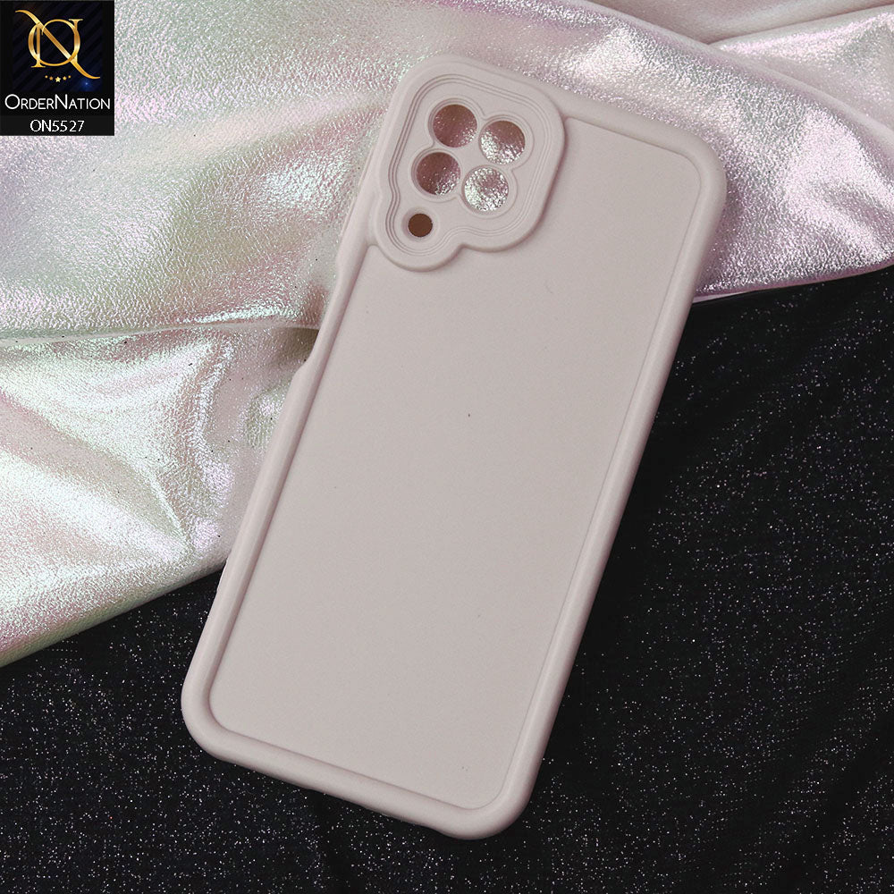 Samsung Galaxy M32 Cover - Off White -Soft Silicone Case With Round Bumper Matte TPU Shockproof Cover