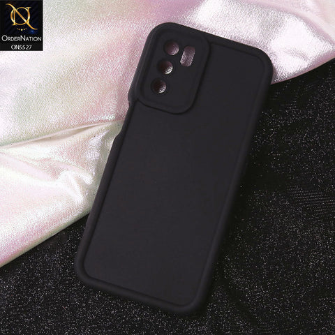 Oppo A16 Cover - Black - Soft Silicone Case With Round Bumper Matte TPU Shockproof Cover
