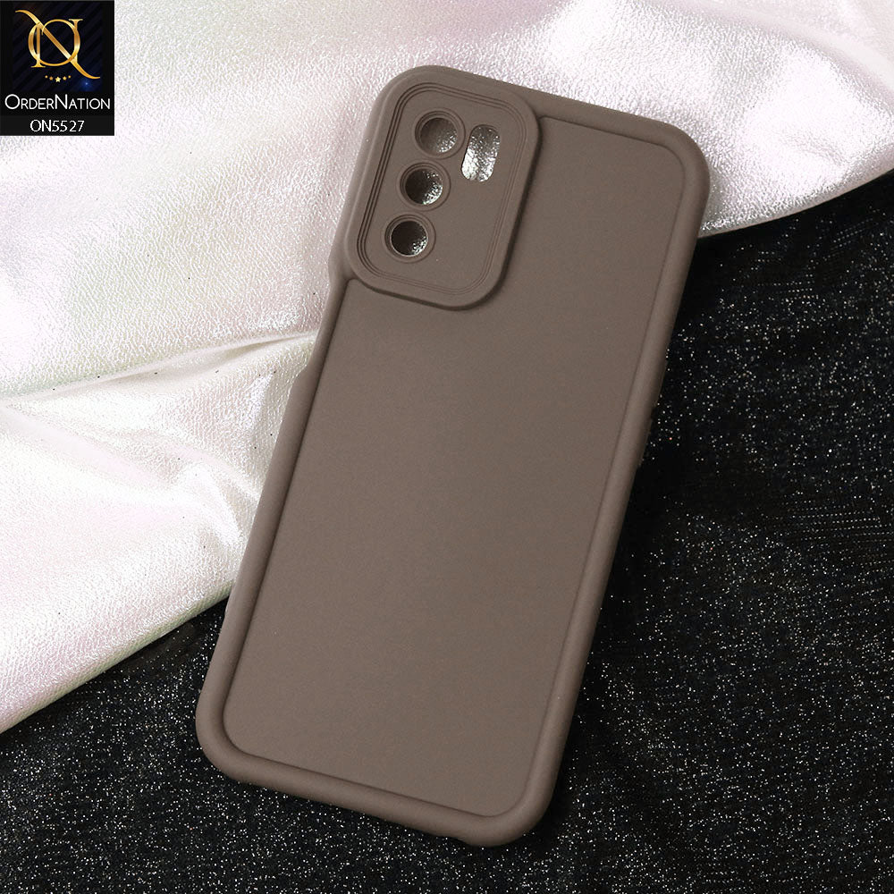 Oppo A16 Cover - Brown -Soft Silicone Case With Round Bumper Matte TPU Shockproof Cover