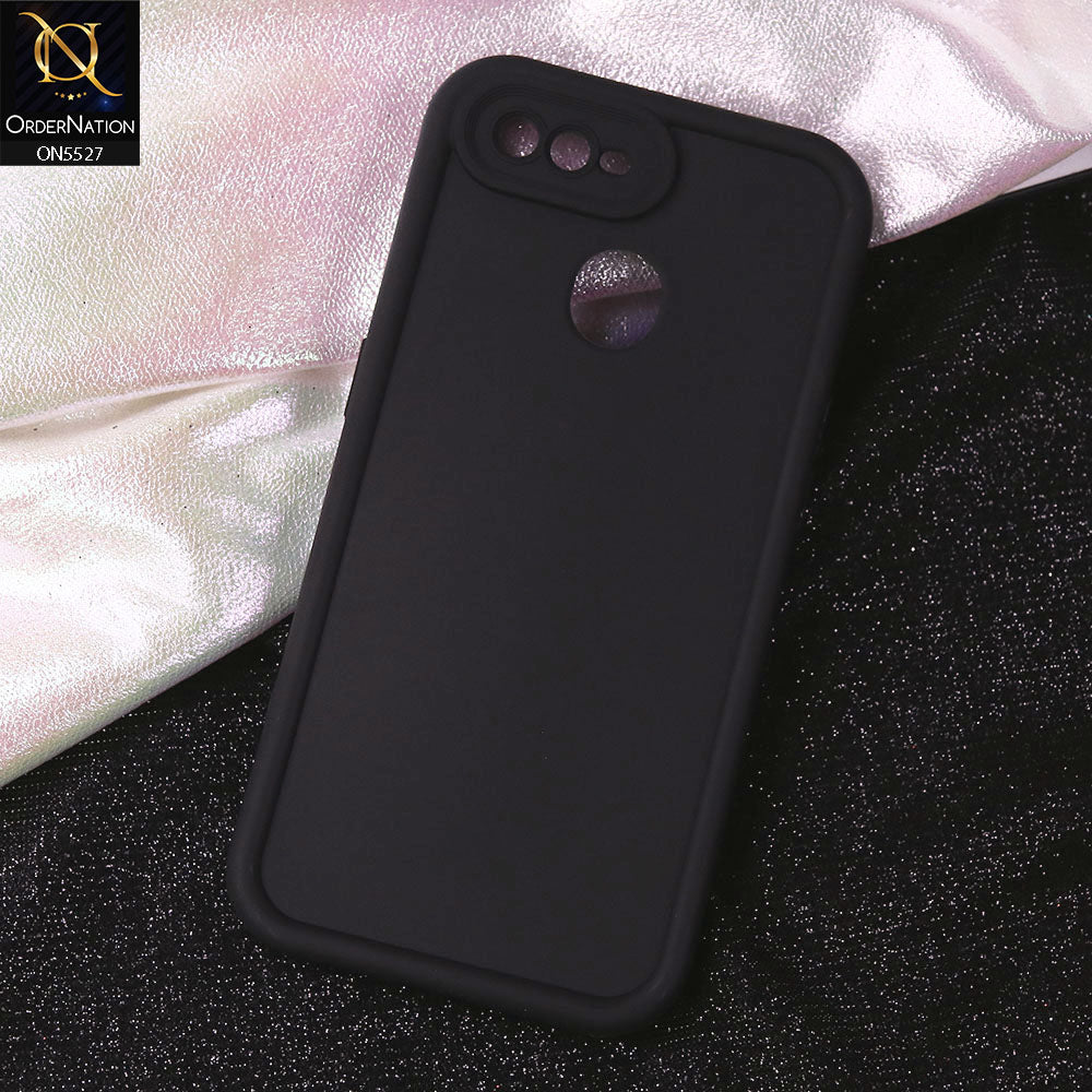 Oppo A7 Cover - Black - Soft Silicone Case With Round Bumper Matte TPU Shockproof Cover
