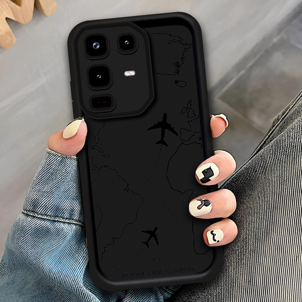 Infinix Note 50 Pro 4G - Black - Airplane Route Design - ONation Step Up Series - HQ Liquid Silicone Soft Case (Fast Delivery)(AH) (Copy)