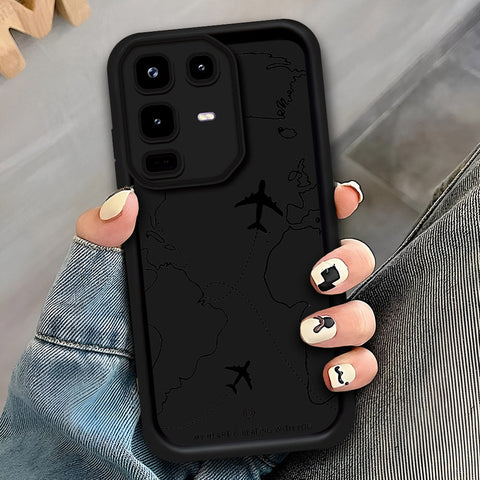 Infinix Note 50 Pro 4G - Black - Airplane Route Design - ONation Step Up Series - HQ Liquid Silicone Soft Case (Fast Delivery)(AH) (Copy)