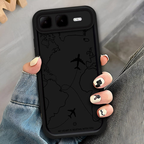 Infinix Smart 10 Plus - Brown - Airplane Route Design - ONation Step Up Series - HQ Liquid Silicone Soft Case
