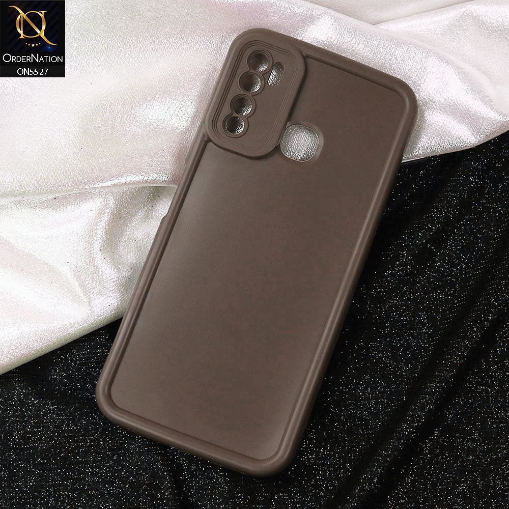 Infinix Hot 9 Cover - Brown -Soft Silicone Case With Round Bumper Matte TPU Shockproof Cover