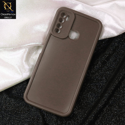Infinix Hot 9 Cover - Brown -Soft Silicone Case With Round Bumper Matte TPU Shockproof Cover