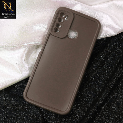 Infinix Hot 9 Cover - Brown -Soft Silicone Case With Round Bumper Matte TPU Shockproof Cover