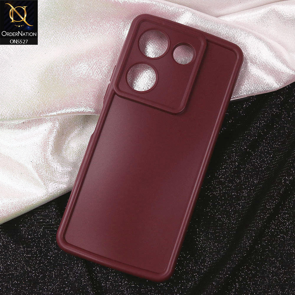 Tecno Camon 20 Pro Cover - Maroon - Soft Silicone Case With Round Bumper Matte TPU Shockproof Cover
