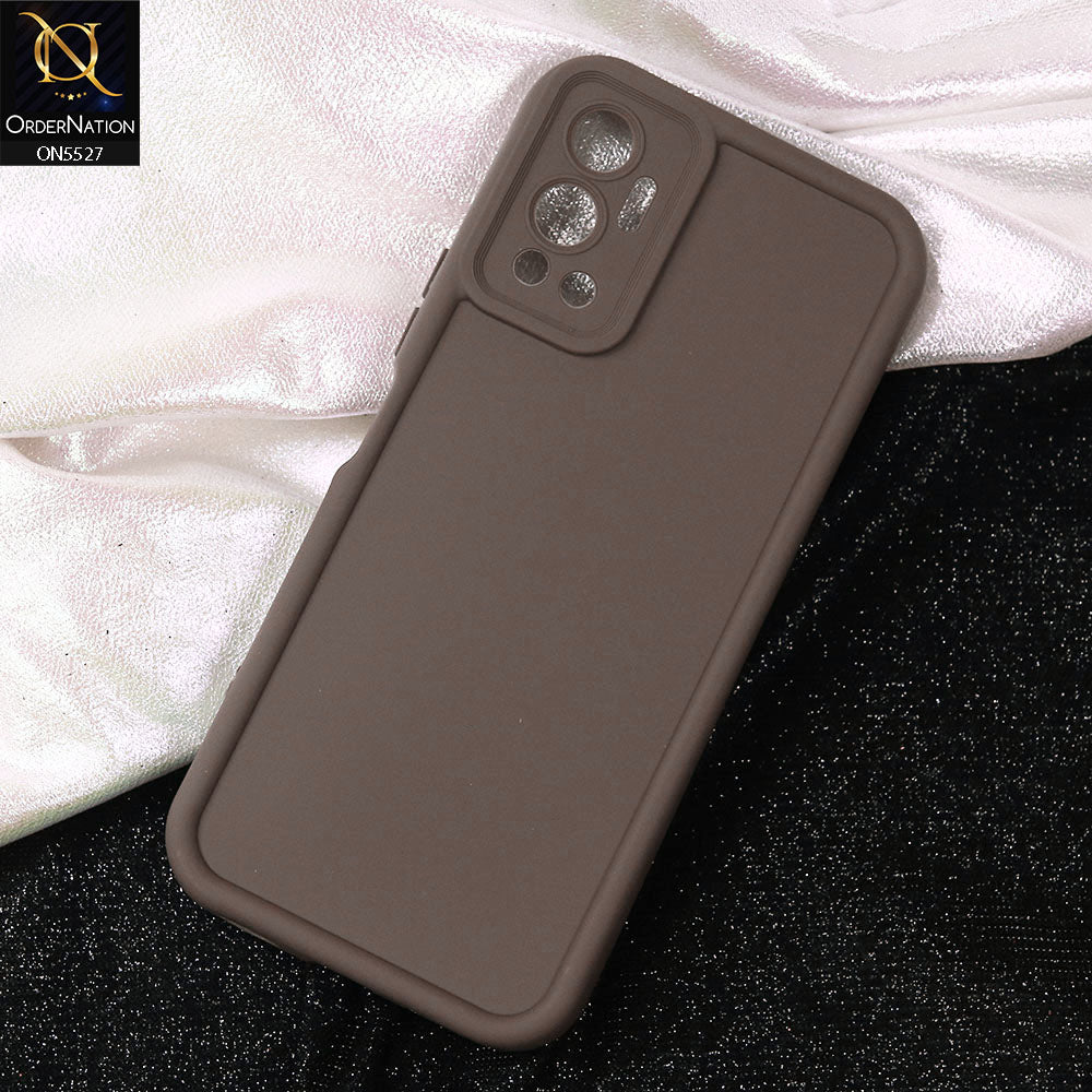 Infinix Hot 12 Cover - Brown -Soft Silicone Case With Round Bumper Matte TPU Shockproof Cover