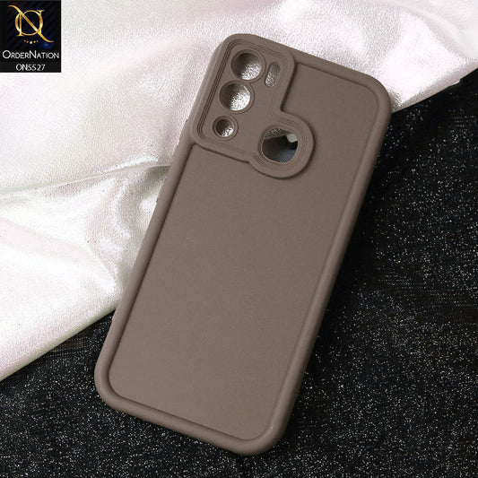 Infinix Hot 12i Cover - Brown -Soft Silicone Case With Round Bumper Matte TPU Shockproof Cover