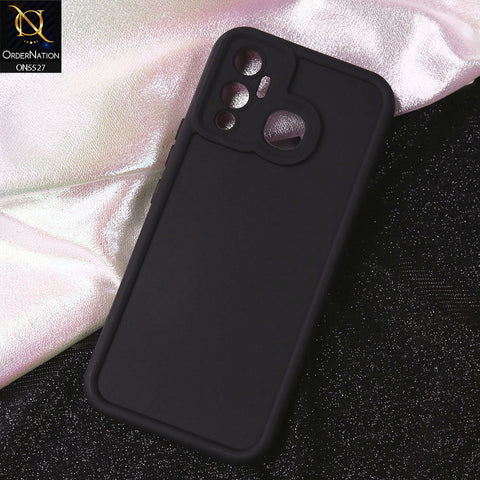 Infinix Hot 12 Play Cover - Black - Soft Silicone Case With Round Bumper Matte TPU Shockproof Cover