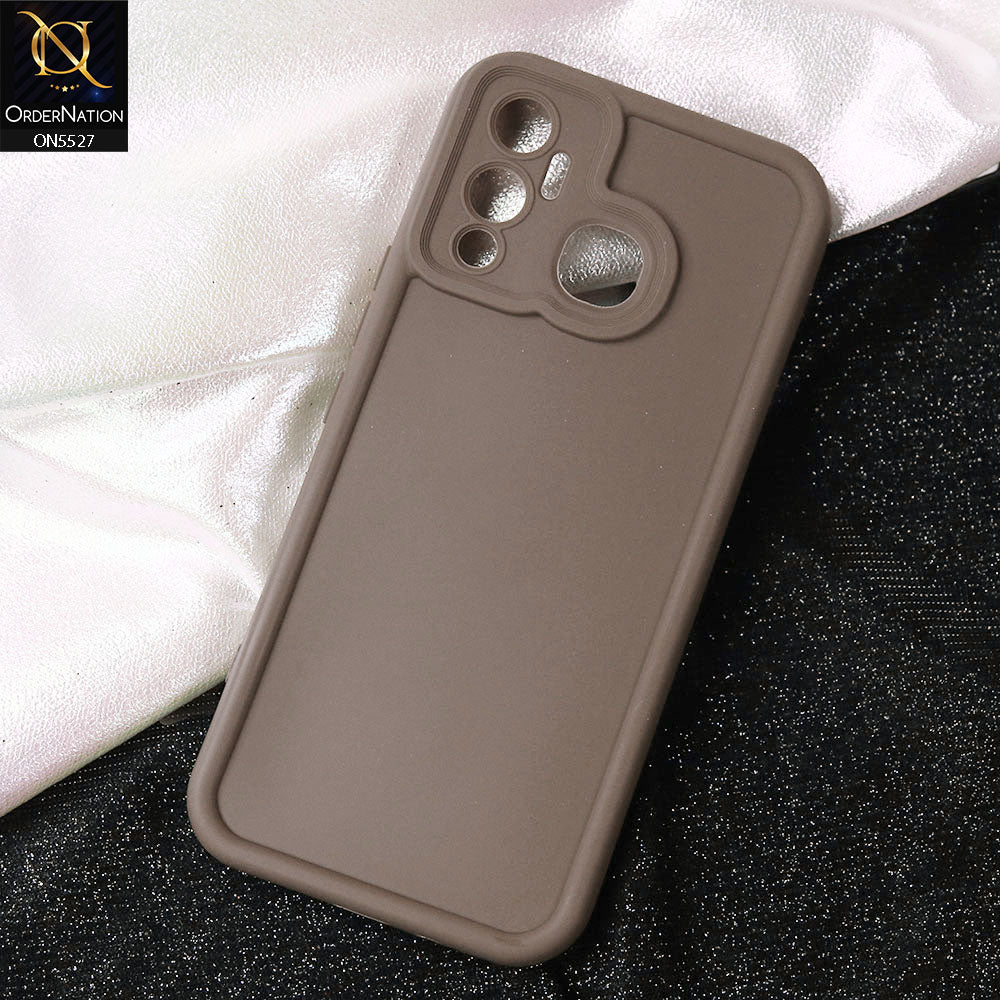 Infinix Hot 12 Play Cover - Brown -Soft Silicone Case With Round Bumper Matte TPU Shockproof Cover