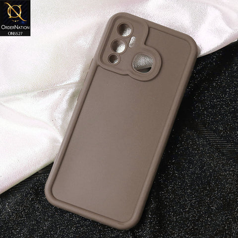 Infinix Hot 12 Play Cover - Brown -Soft Silicone Case With Round Bumper Matte TPU Shockproof Cover