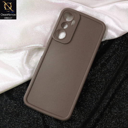 Infinix Hot 20 Cover - Brown - Soft Silicone Case With Round Bumper Matte TPU Shockproof Cover